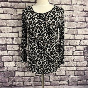 Mario Serrani Animal Print Long Sleeve Blouse Size Small